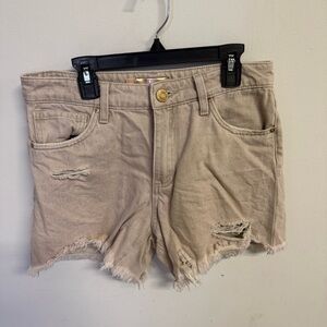 Kut from the Kloth Distressed Tan Denim Shorts